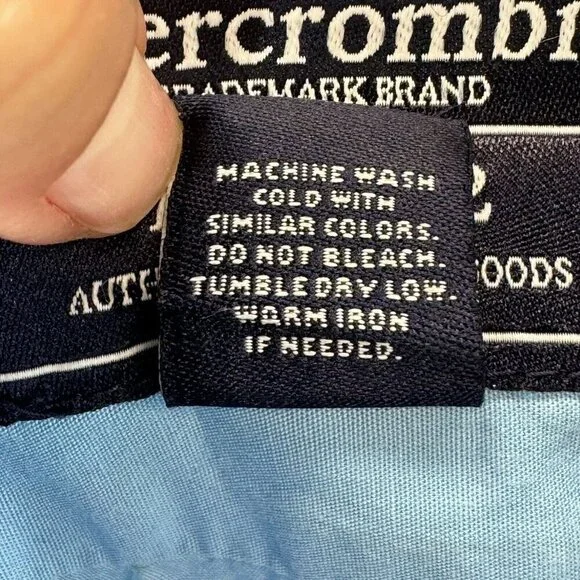 Abercrombie Kids Medium Cotton Striped Blue Button Down Shirt Collared Casual - Picture 5 of 7